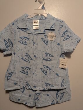 Billy Kids Light Blue Short Sleeve Pajama Set with Character Print